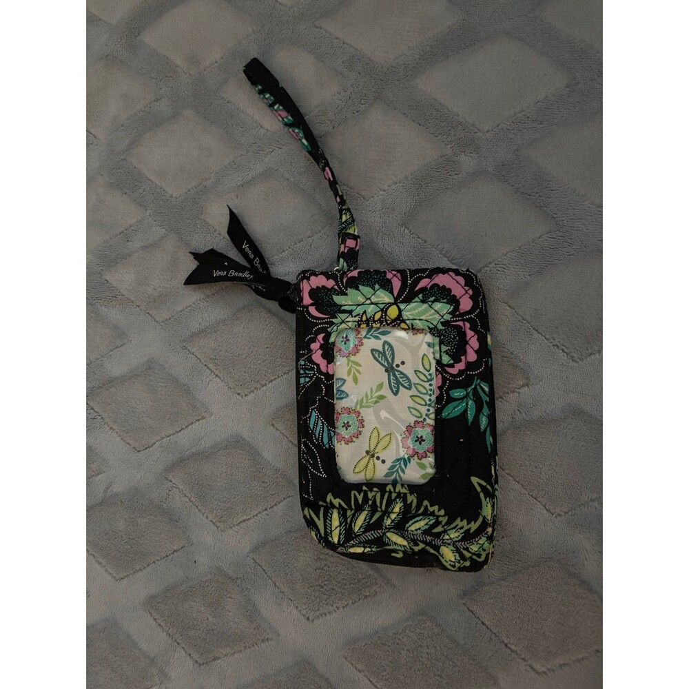 Vera Bradley ID Wallet Black Floral Print